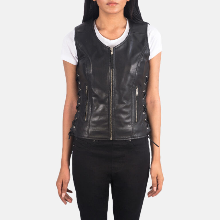 Womens Vanda Black Leather Biker Vest_5545 copy-5-1623150307451